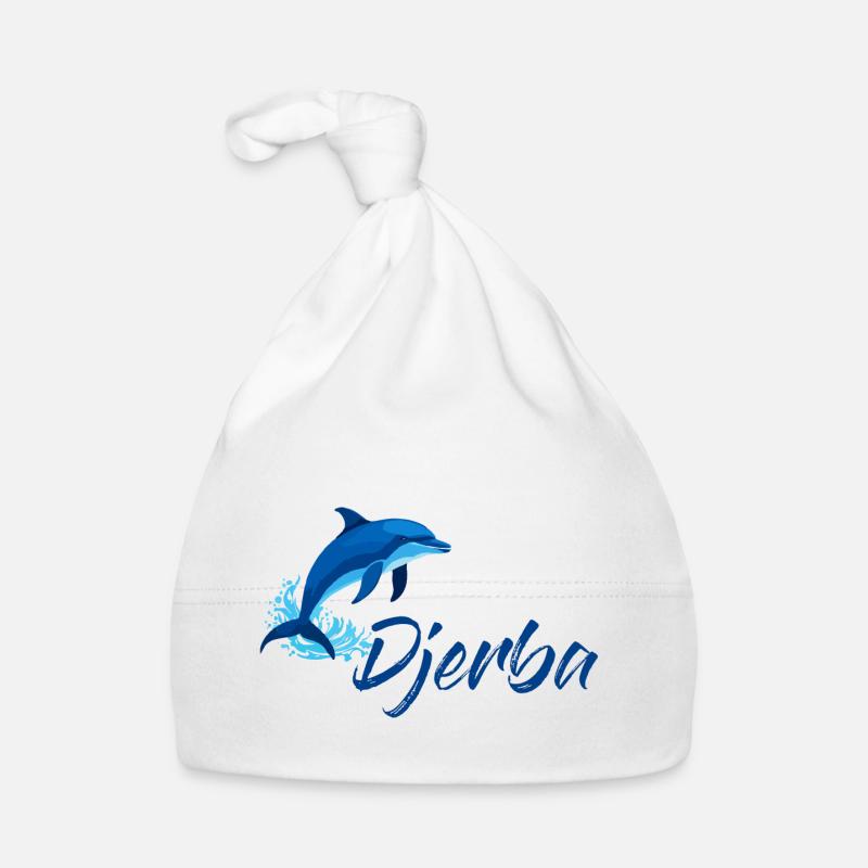 Vacances à Djerba avec le design des dauphins Bonnet bio Bébé