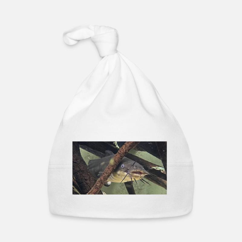 poisson chat aeiurus melas siluriforme xl - Bonnet bio Bébé - blanc