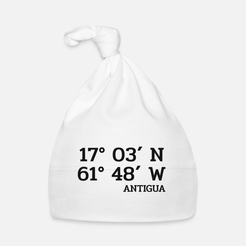 Coordonnées Antigua - Coordonnées - Caraïbes - Bonnet bio Bébé - blanc