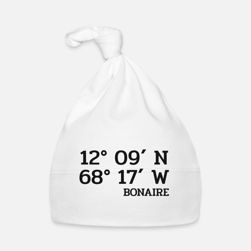 Coordonnées Bonaire - Coordonnées - Caraïbes - Bonnet bio Bébé - blanc