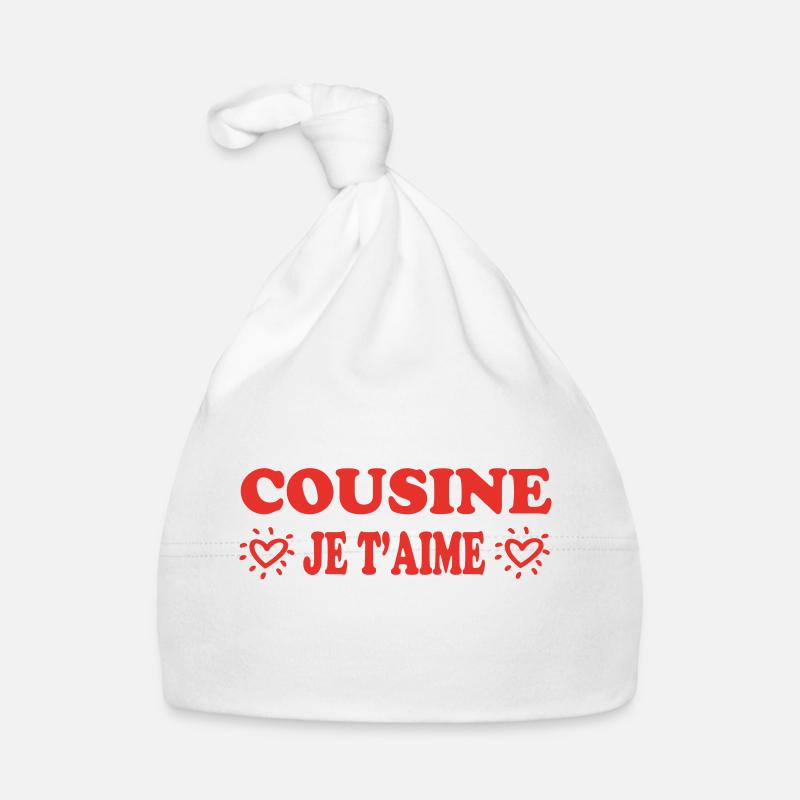 COUSINE je t'aime - Bonnet bio Bébé - blanc