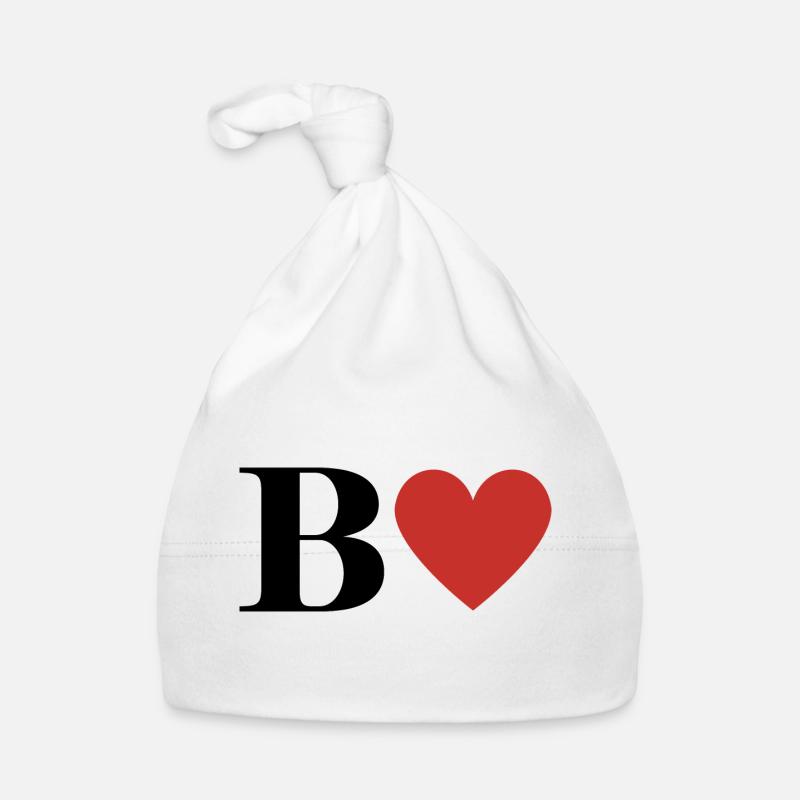 Buchstabe b rotes Herz Baby Bio-Mütze