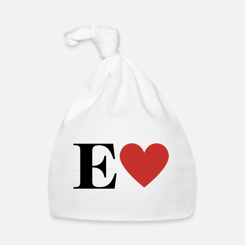 Lettre e cœur rouge Bonnet bio Bébé
