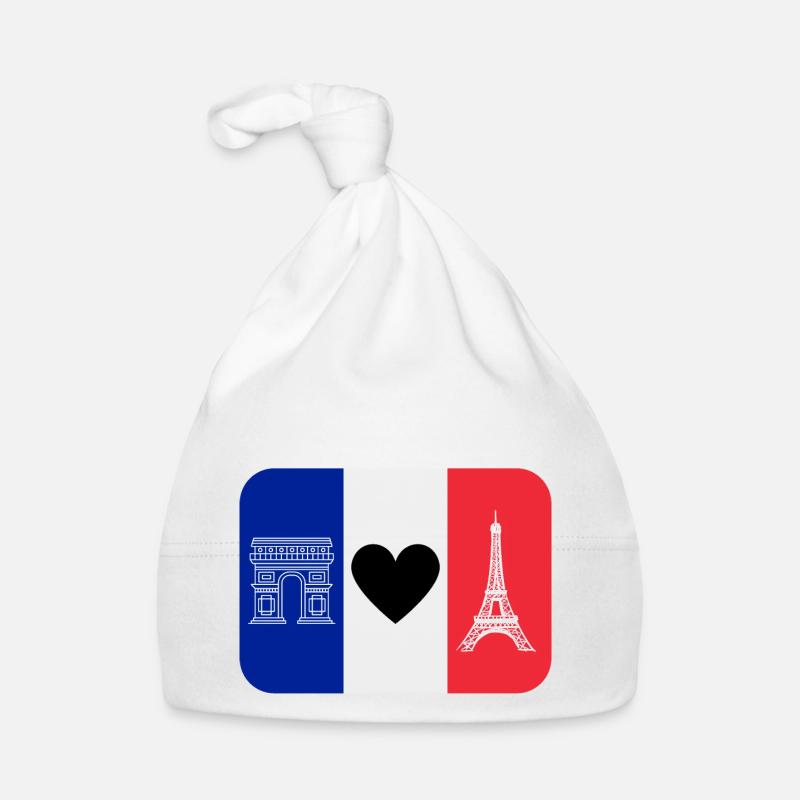 France monuments et drapeau bleu blanc rouge Bonnet bio Bébé