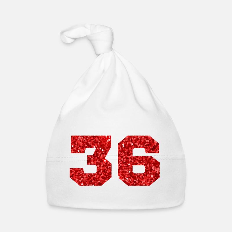 Number 36 Red Glitter - 36th Anniversary Organic Baby Cap