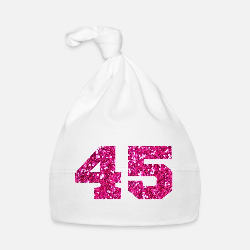 Number 45 Pink Glitter - 45th Anniversary Organic Baby Cap