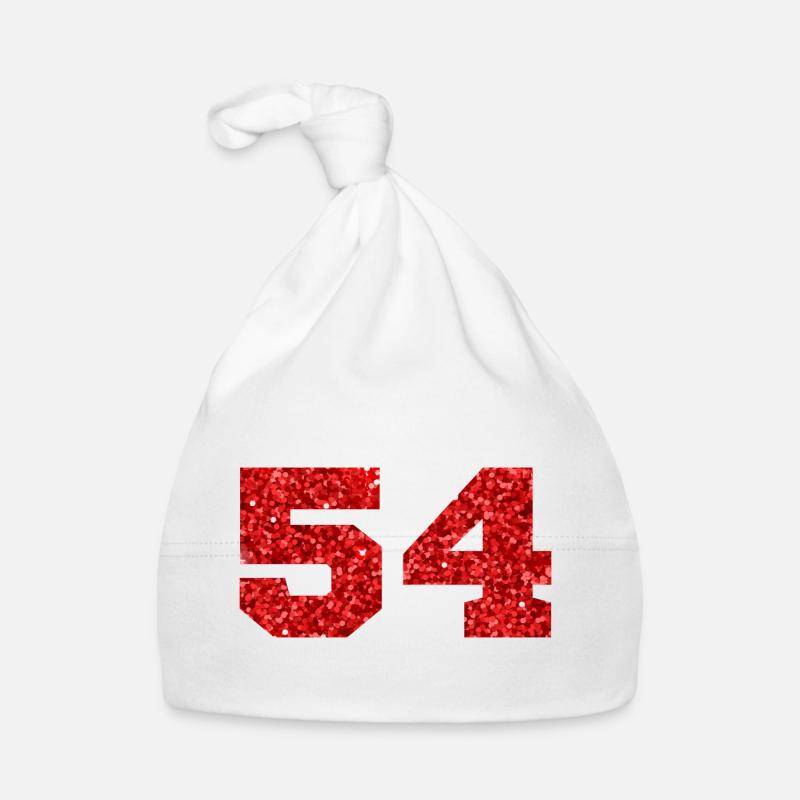 Number 54 Red Glitter - 54th Anniversary Organic Baby Cap