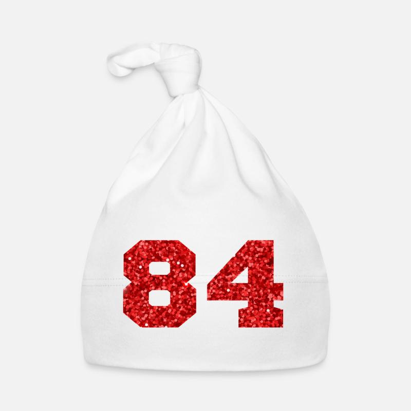Number 84 Red Glitter - 84th Birthday Organic Baby Cap