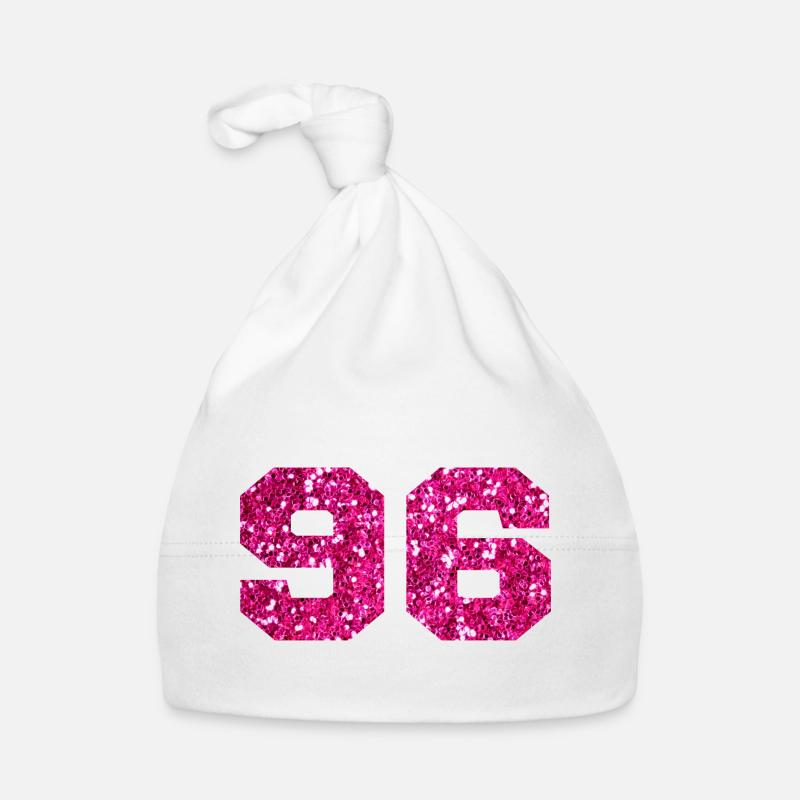 Number 96 Pink Glitter - 96th Birthday Organic Baby Cap