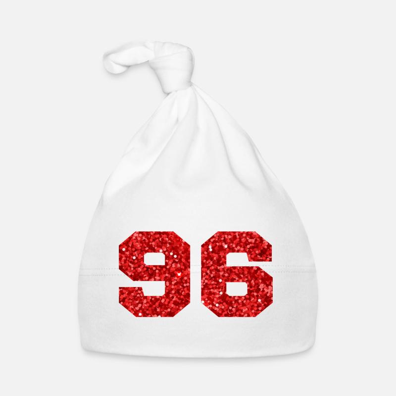 Number 96 Red Glitter - 96th Birthday Organic Baby Cap
