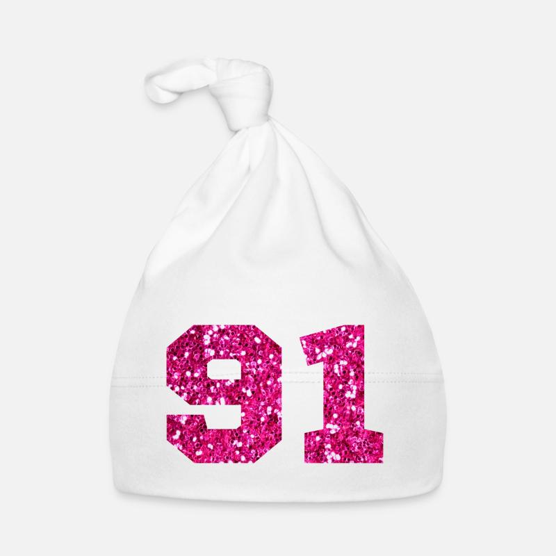Nummer 91 Pink Glitter - 91. Geburtstag Baby Bio-Mütze