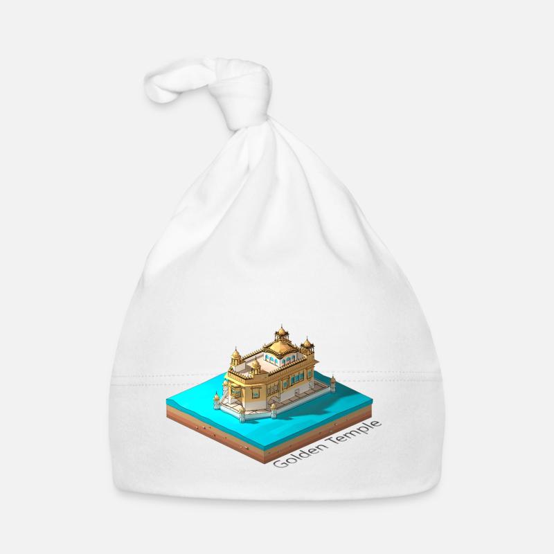 Geometrischer Low-Poly-Goldener Tempel Baby Bio-Mütze