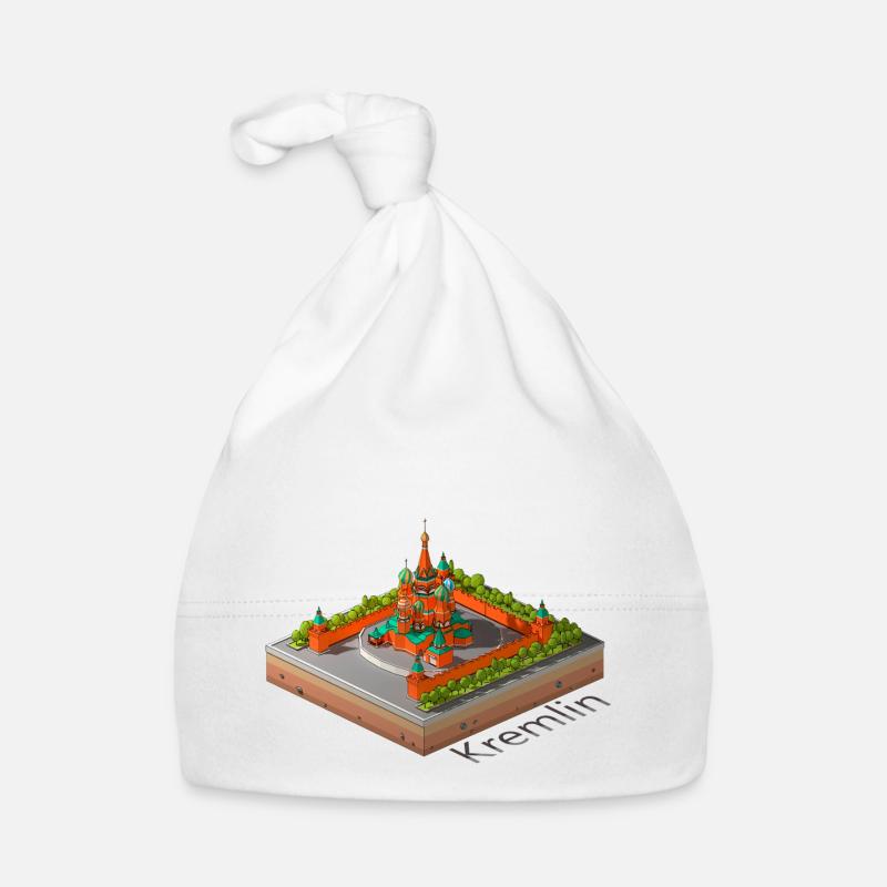 Geometric low poly The Kremlin - Organic Baby Cap - white