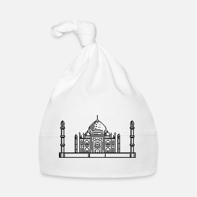 1 bit Pixel Taj Mahal - Bonnet bio Bébé - blanc