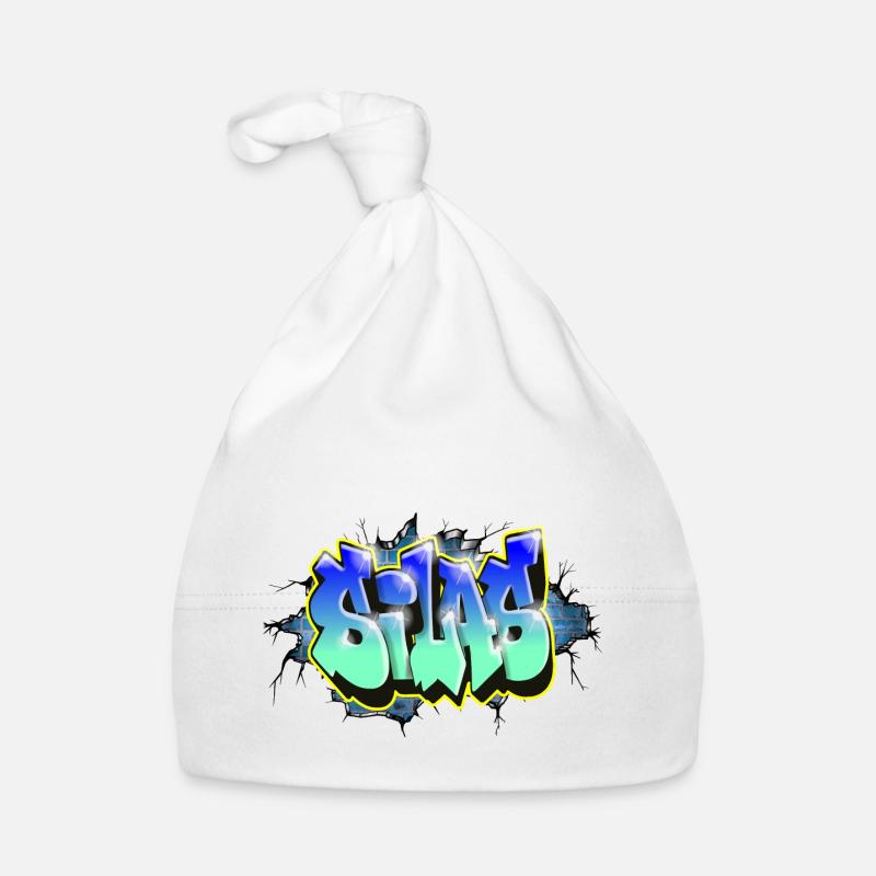 Graffiti SILAS brique gift ANNIVERSAIRE NAISSANCE Bonnet bio Bébé