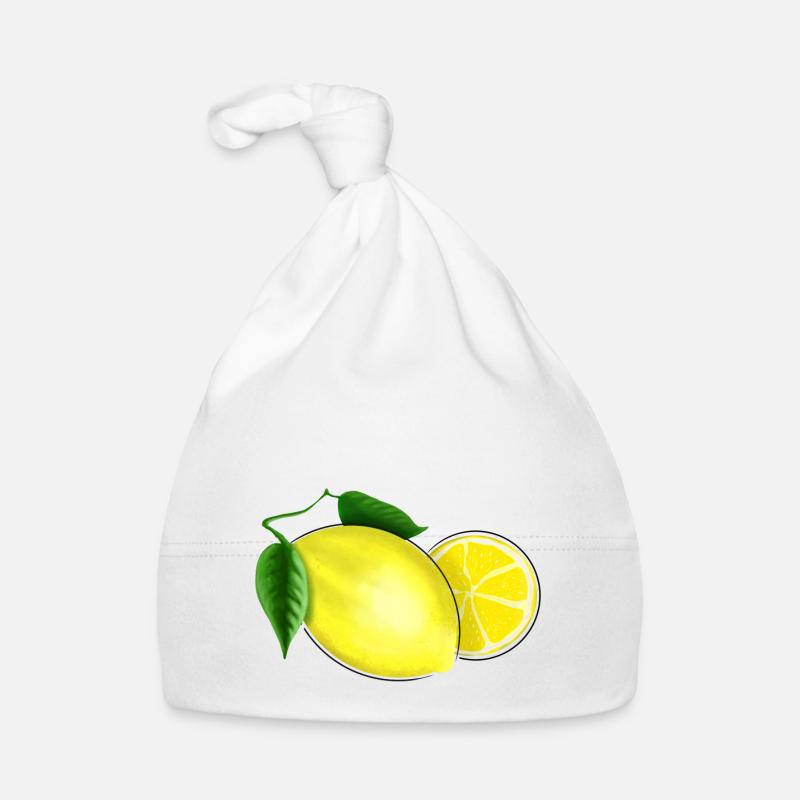 Frische Zitrone mit Blatt Baby Bio-Mütze