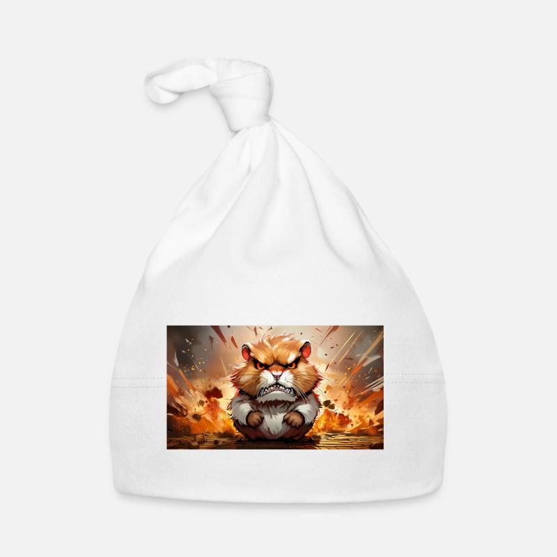 Cute grumpy grouchy animals - hamster Organic Baby Cap