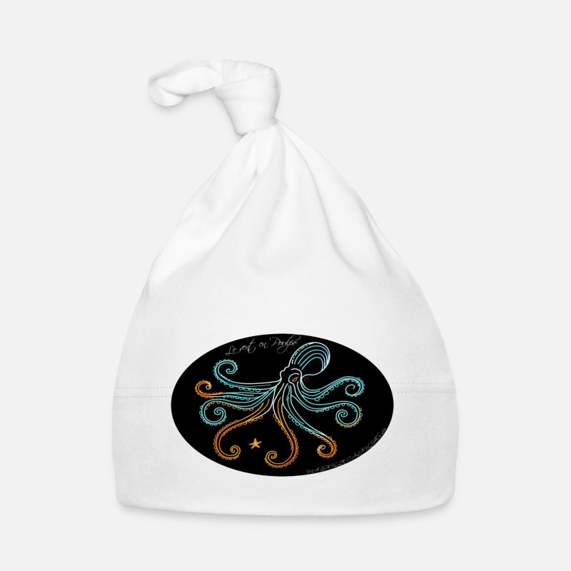 Stylized Wind Octopus Illustration Organic Baby Cap