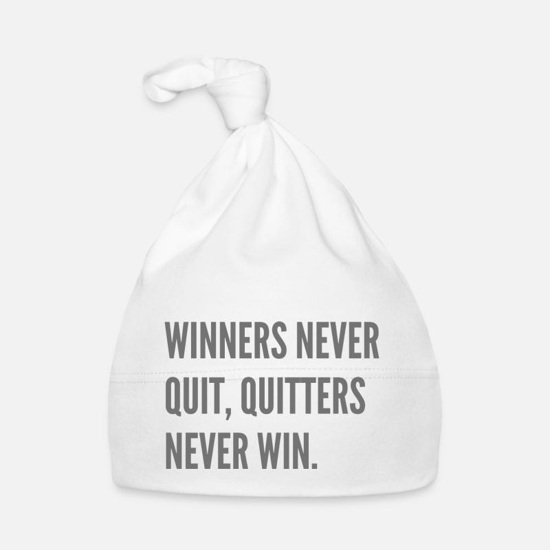 Winners never quit, quitters never win. - Organic Baby Cap - white