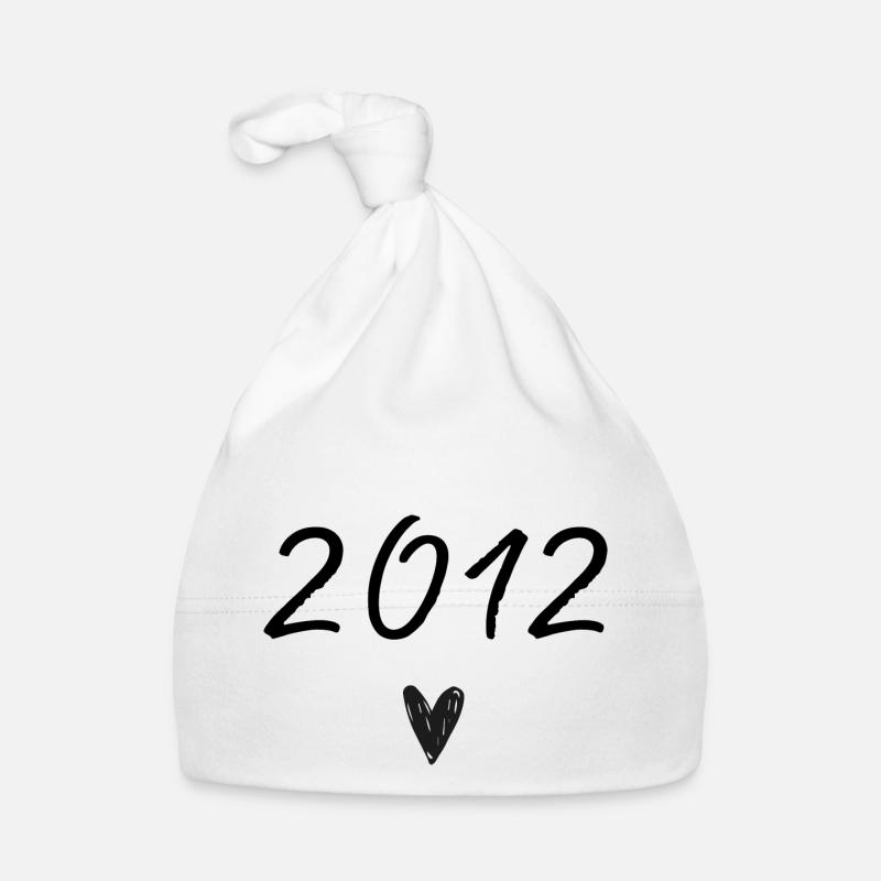 2012 coeur anniversaire - Bonnet bio Bébé - blanc