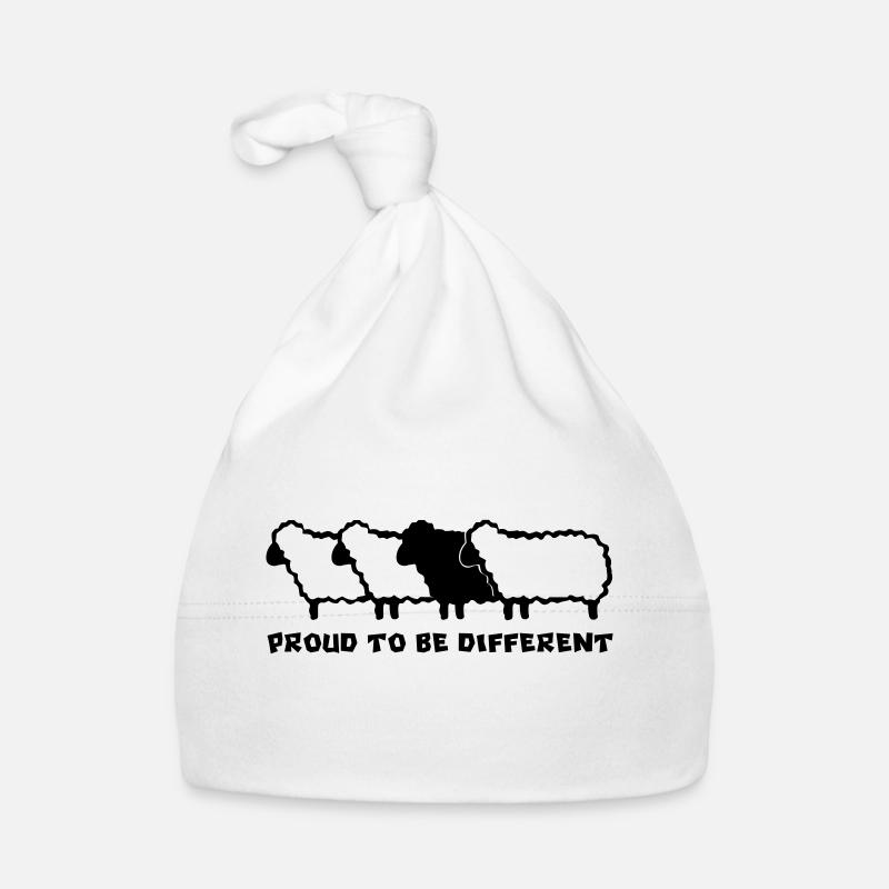 MOUTONS DIFFÉRENTS 2 - 2C - Bonnet bio Bébé - blanc