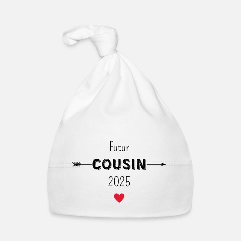 Futur cousin 2025 - Bonnet bio Bébé - blanc