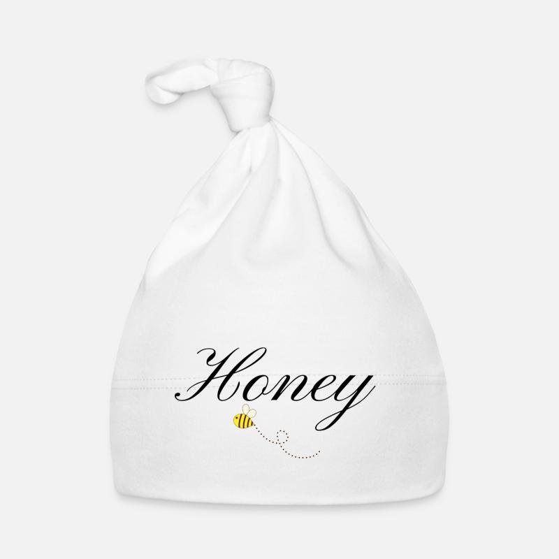 Honey Bee in Elegant Typography and flying Bee Organic Baby Cap