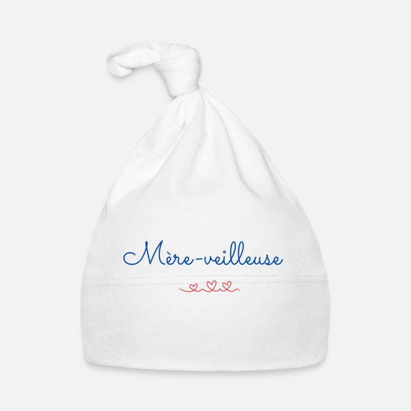 Mère veilleuse, cadeau pour les mamans - Bonnet bio Bébé - blanc