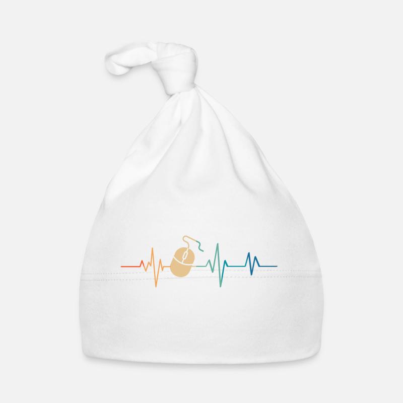 Heartbeat Retro Computer Mouse Organic Baby Cap