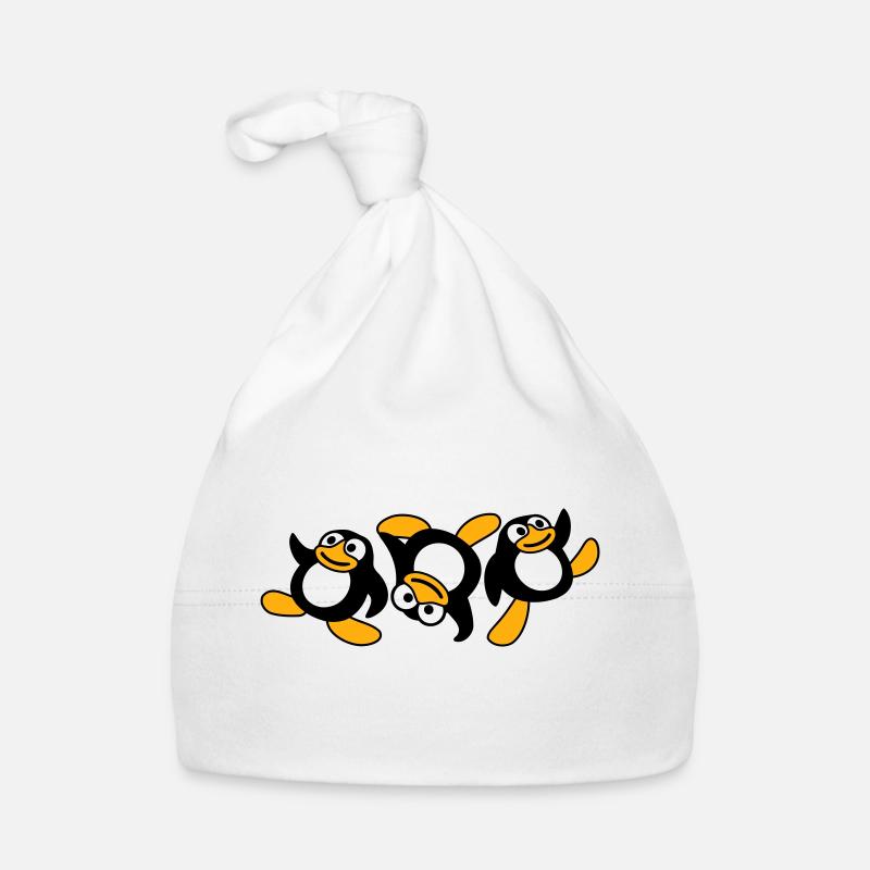 Three Breakdance Penguins Dancing Party Fun Music Organic Baby Cap