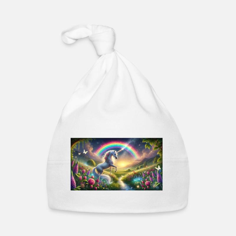 Einhorn und Regenbogen Baby Bio-Mütze