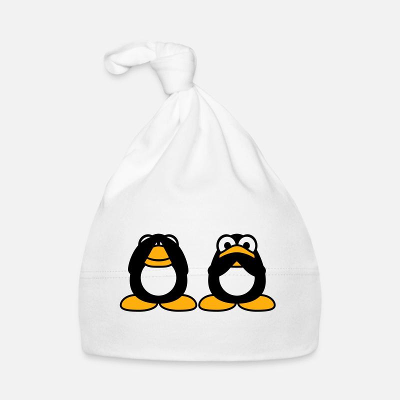 2 Pinguine nichts reden sehen stumm blind Freunde Baby Bio-Mütze