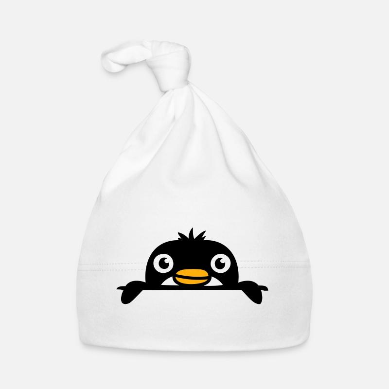 Kleiner Pinguin guckt süß hinter Mauer hervor Kind Baby Bio-Mütze