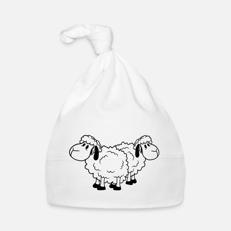 Deux Moutons Amis Équipe Équipage Mignon Petit Bébé Cher Bonnet bio Bébé