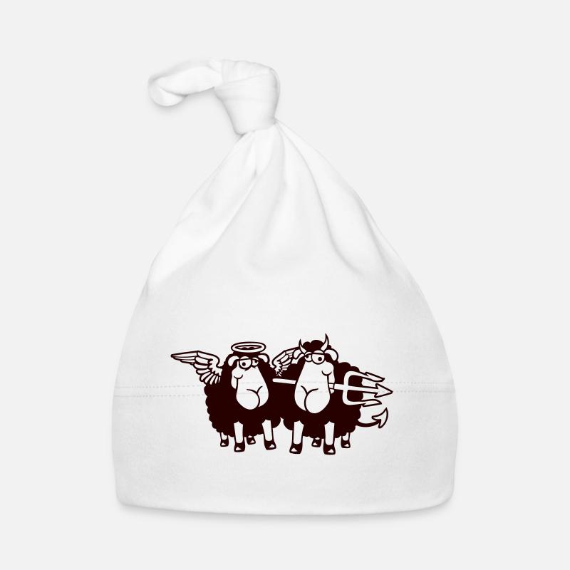 2 Sheep Angel Devil Satan Hell Evil Heaven Good Organic Baby Cap
