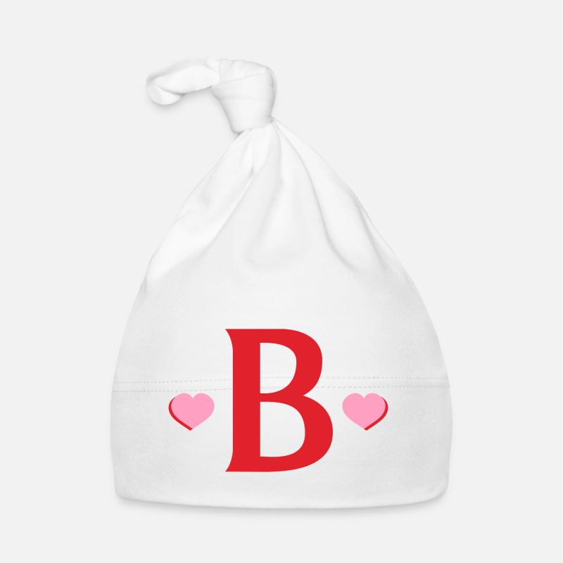 Letter b red hearts Organic Baby Cap