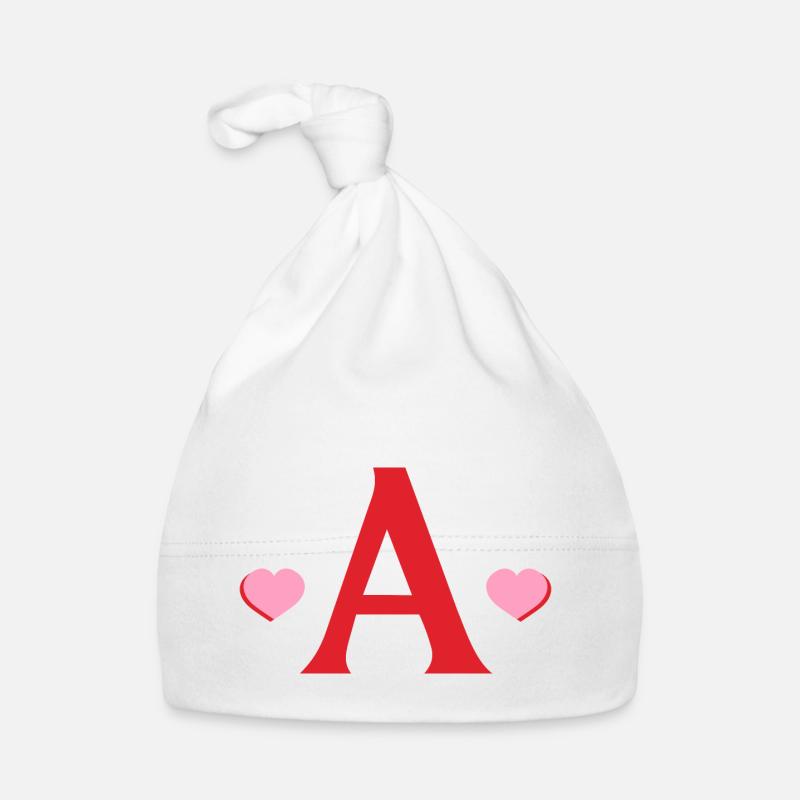 Letter with red hearts Organic Baby Cap