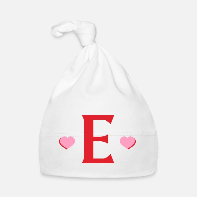 Buchstabe e rote Herzen Baby Bio-Mütze