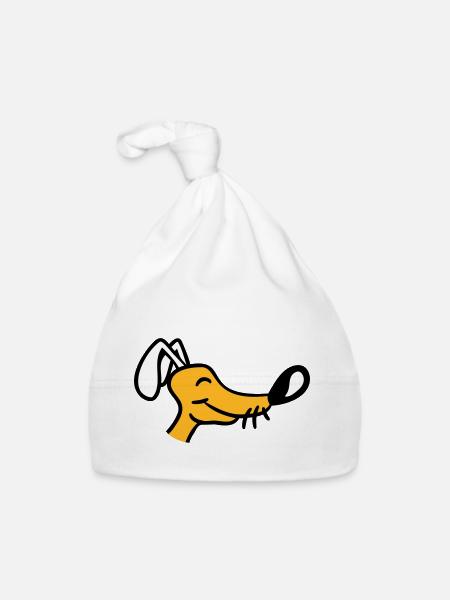 Visage de chien Petit Tête d’animal de compagnie Mignon - Bonnet bio Bébé - blanc - Devant