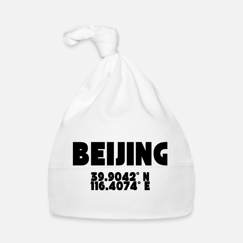 Pékin - Concevoir avec des coordonnées - Bonnet bio Bébé - blanc