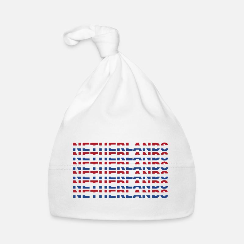 Netherlands Text in Flag Colors Organic Baby Cap