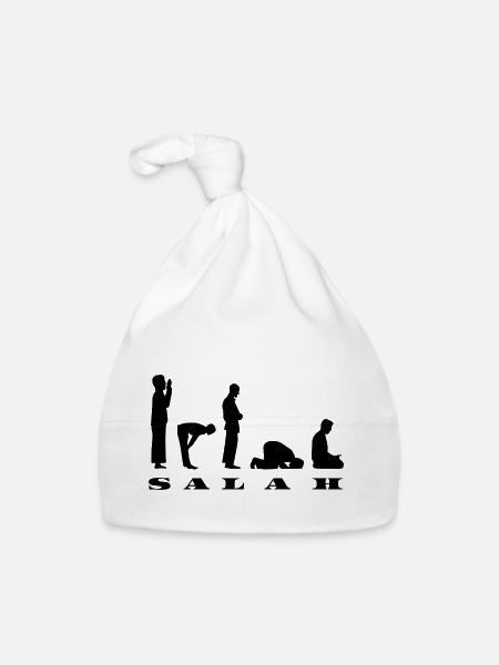 Salah Prayer Silhouette Design - Organic Baby Cap - white