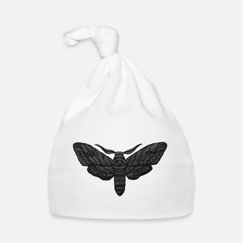 Black Moth – Mystical Embroidered Pattern Organic Baby Cap