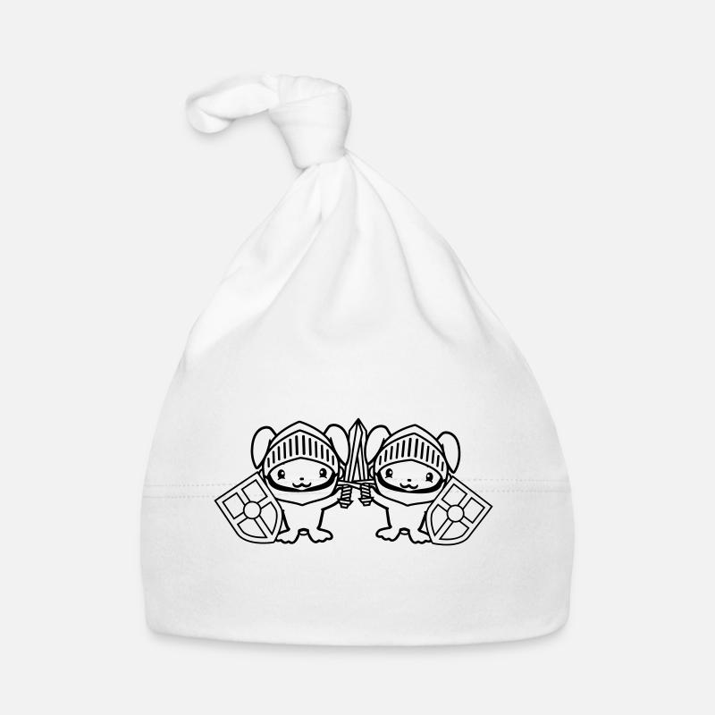 2 lapins chevalier épée bouclier armure casque château Bonnet bio Bébé
