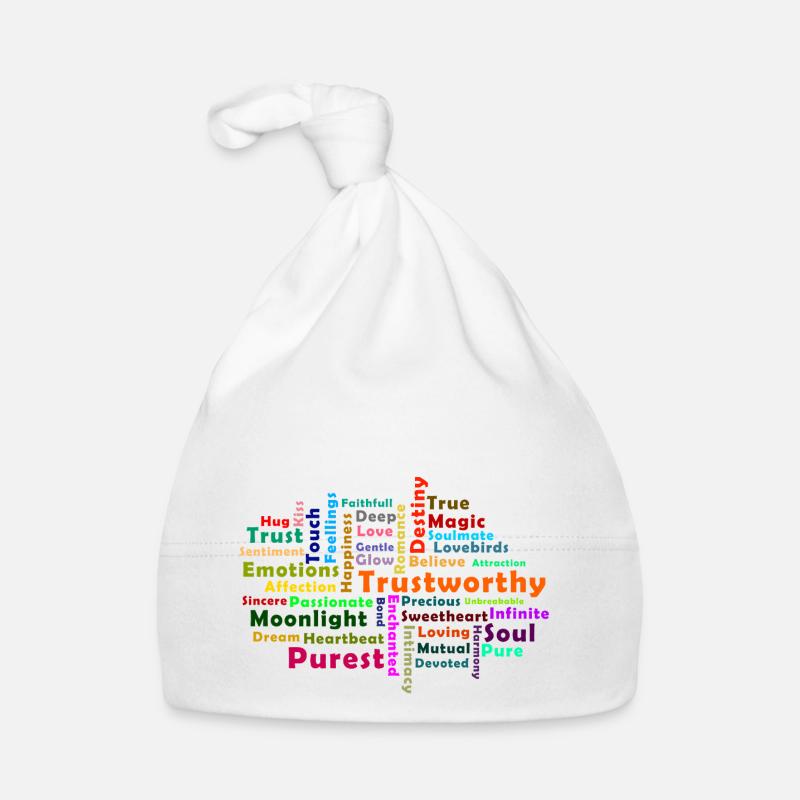 Nuage de mots d amour - Bonnet bio Bébé - blanc