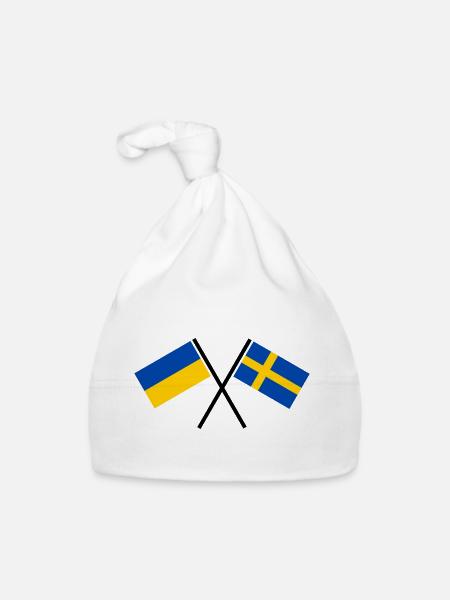 Schweden + Ukraine - Baby Bio-Mütze - Weiß - Vorne