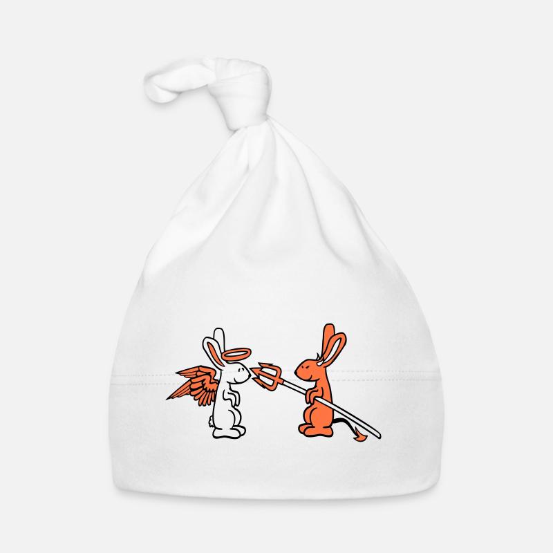 Rabbit Angel Conscience Devil Demon Evil Satan Hell Organic Baby Cap