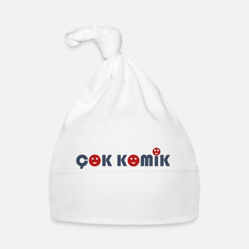 cok komik 3xsmiley grey red Baby Bio-Mütze
