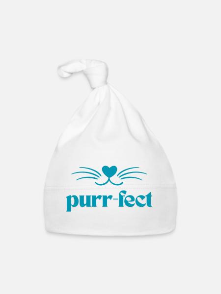 T shirt ronronnement / chats avec ronronnements mignons - Bonnet bio Bébé - blanc - Devant