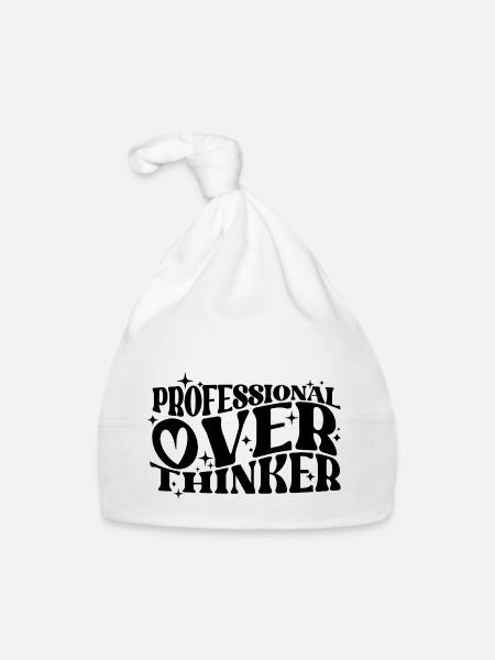 Professionnel Penseur Plein d’ Typographie Humour - Bonnet bio Bébé - blanc - Devant